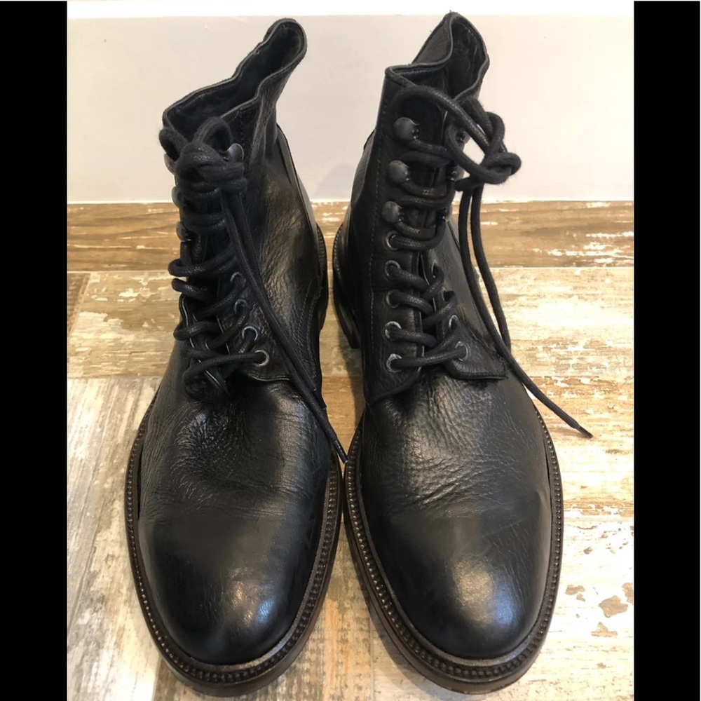 NEW~FRYE~BLACK LEATHER COMBAT BOOTS~MENS~SZ 9.5
